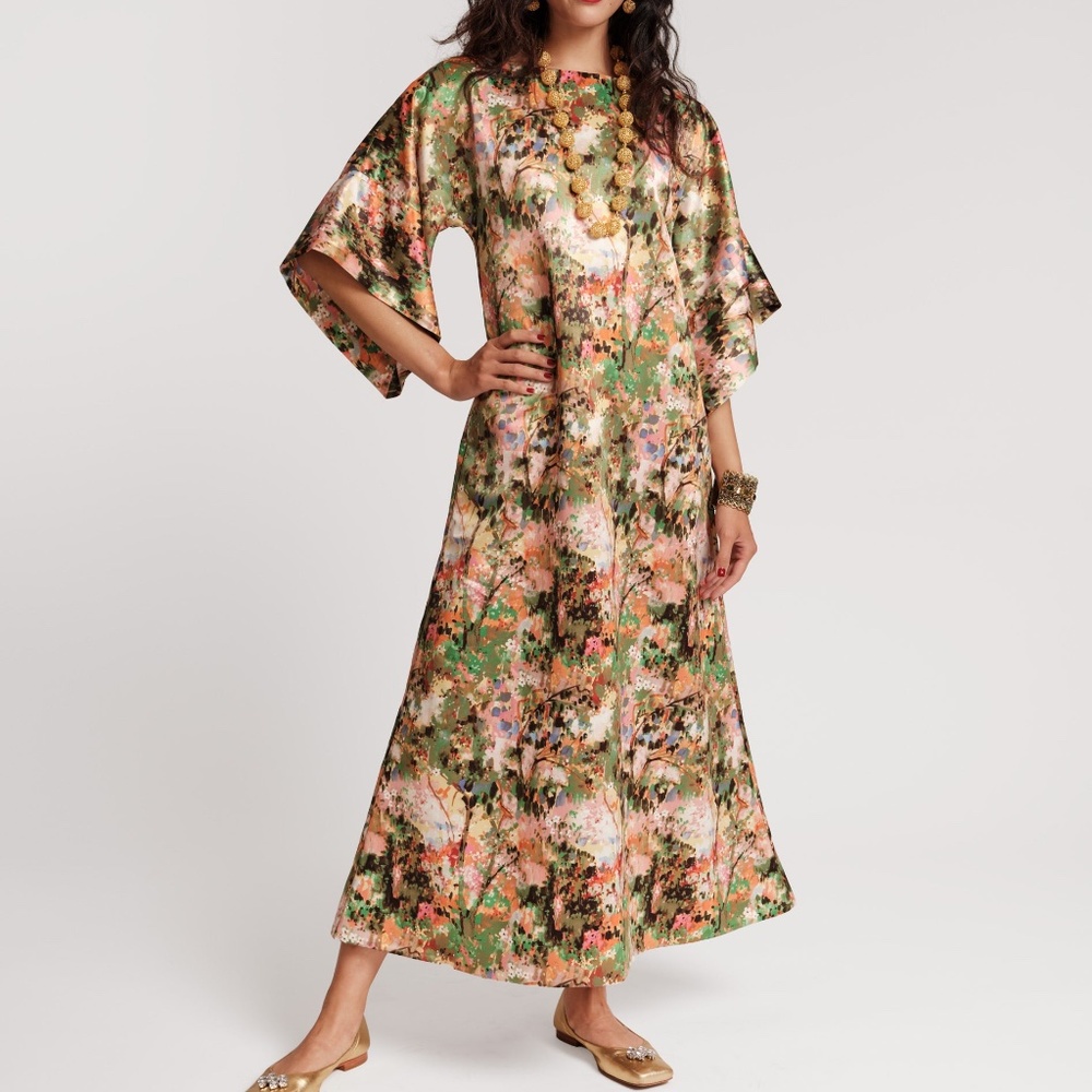 Spinnaker Satin Maxi Dress Monet Print Frances Valentine designer brand 2X